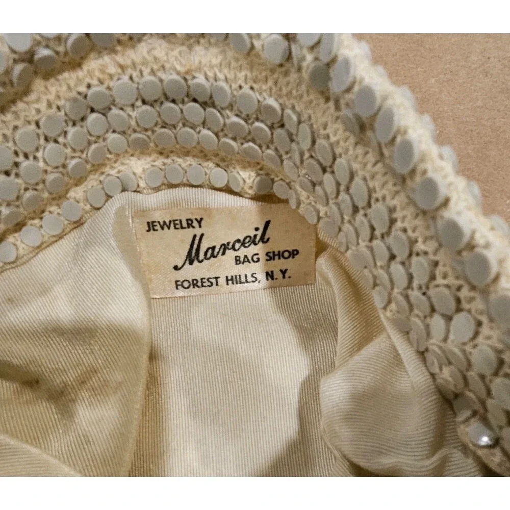 Marcel Bag Shop Beaded Purse‎ Vintage Shoulder Bag Cream Color Handmade